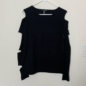 Aqua Black Cashmere Cut Sleeves Sweater
